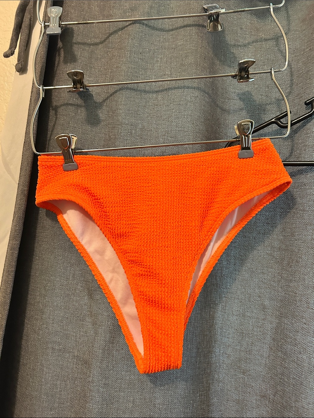 Bright Orange Textured Bikini Bottoms